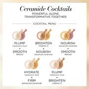 Ceramide Cocktails. Powerful Alone. Transformative Together. Brighten with Vitamin C, Plump with Hyaluronic Acid, Nourish with Advanced Ceramide and Line-Smoothing with Retinol