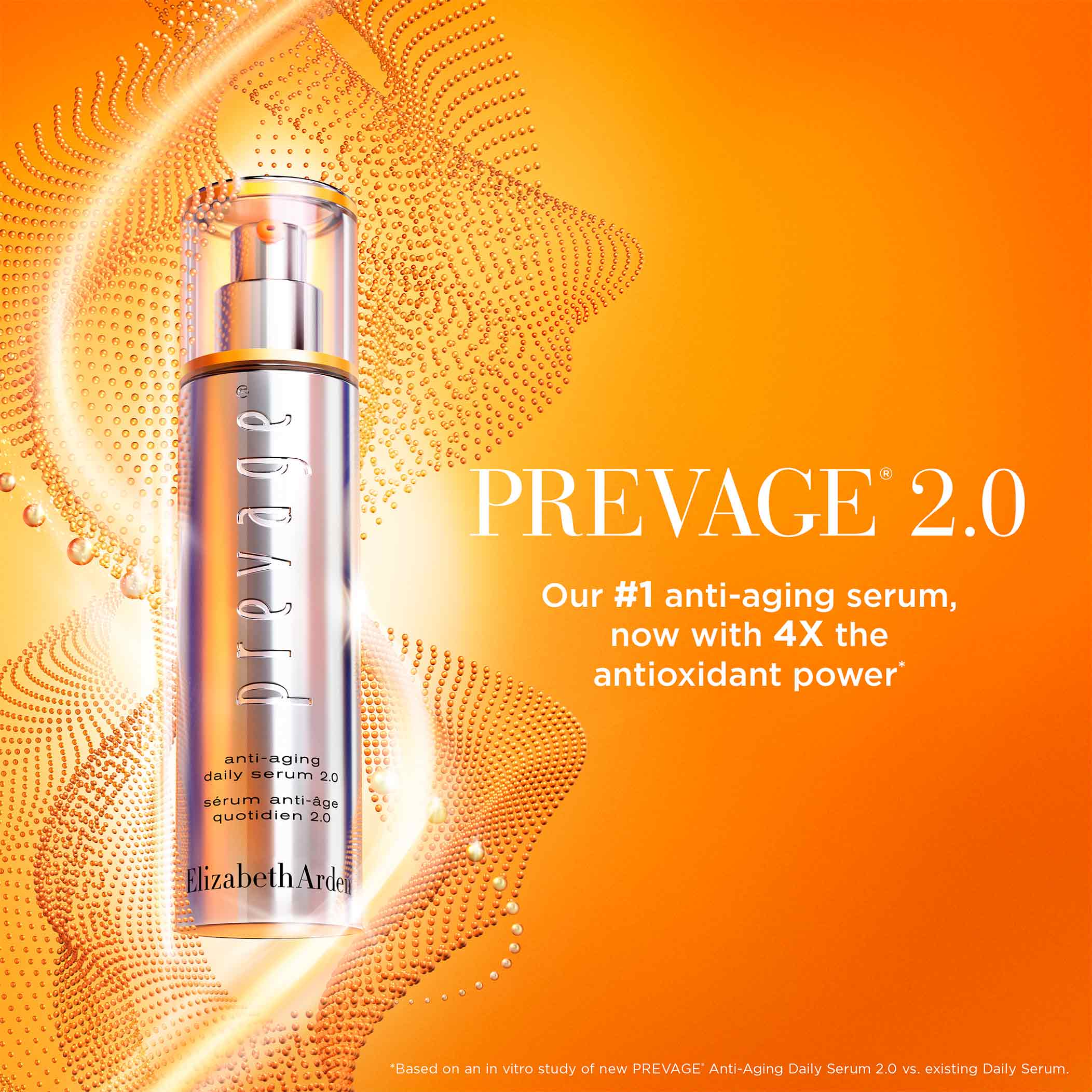 Prevage 2.0- Our #1 anti-aging serum, now with 4X the antioxidant power* *Based on an in vitro study of new PREVAGE Anti-Aging Daily Serum 2.0 vs existing Daily Serum