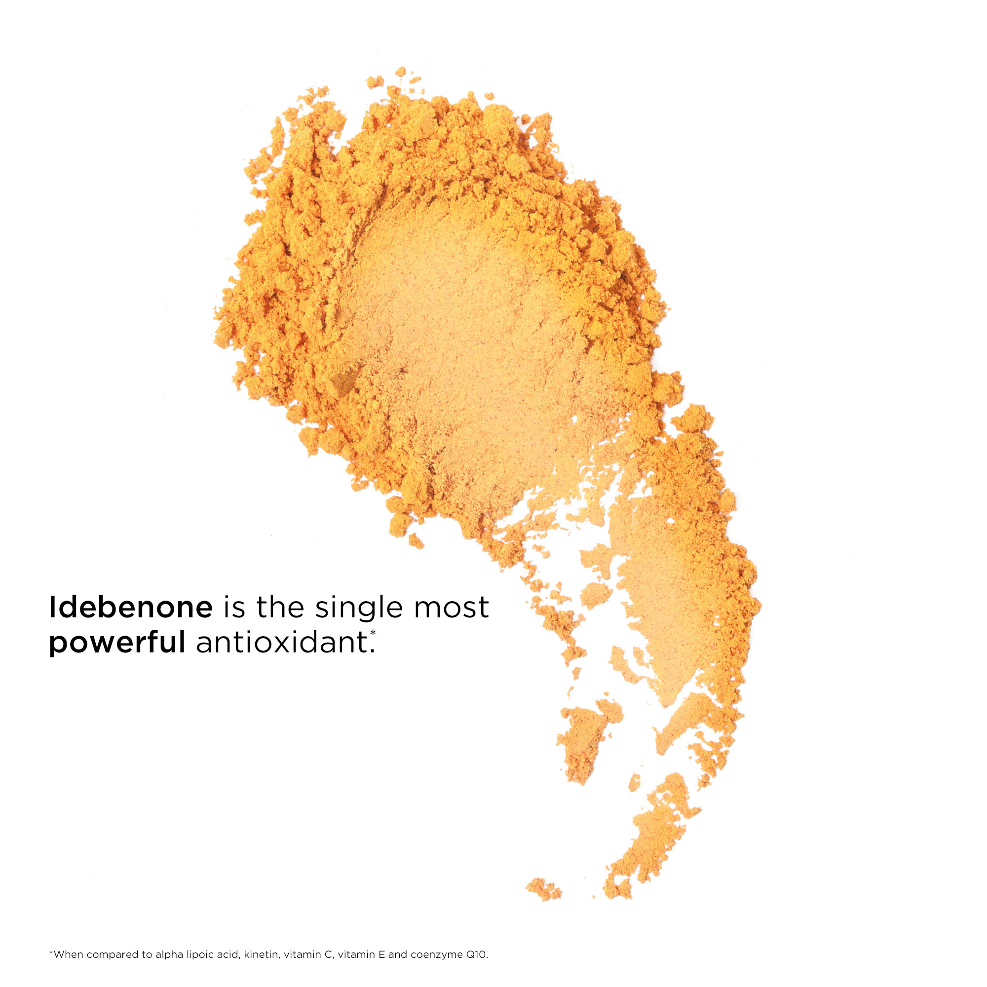 Idebenone is the single most powerful antioxident when compared to alpha lipoic acid, kinetin. Vitamin c, vitamin e, and coenzyme Q10.